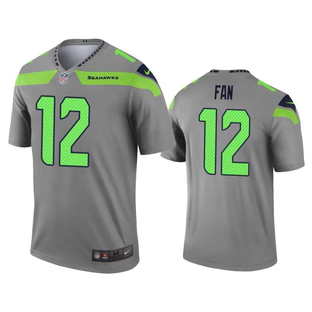 Men Seattle Seahawks #12 Fan Nike Gray Inverted Legend NFL Jersey